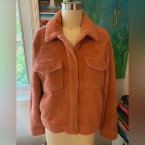 Samsoe & Samsoe Kimmy Dusty Cedar Faux Sherling Fuzzy Jean style Jacket, size M